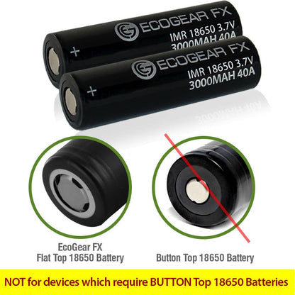 18650 IMR 3000mAh High Drain Flat Top Lithium-ion Batteries (2-Pieces)