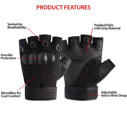 XG-TG2 Hard Knuckle Tactical Gloves (Half Finger) Military Style